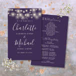 Purple String Lights Wedding Program<br><div class="desc">Purple signature script wedding program featuring pretty string lights and chic modern typography. This stylish wedding program can be personalised with your special wedding day information. Designed by Thisisnotme©</div>