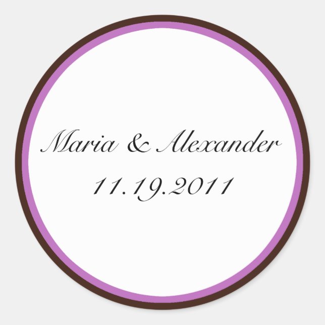 Purple Stripe Chocolate Brown Seals / Stickers (Front)