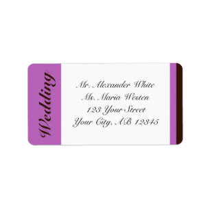 Purple Stripe ChocolateBrown Wedding Address Label