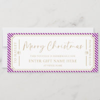 Purple Stripe Christmas Gift Voucher Card
