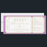 Purple Stripe Concert Ticket Gift Voucher Card<br><div class="desc">This fake Christmas concert gift voucher design features a stripe design. All of the text is fully editable. For more advanced customisation of this design,  simply select the "Customise It" button above.</div>