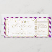 Purple Stripe Concert Ticket Gift Voucher Card