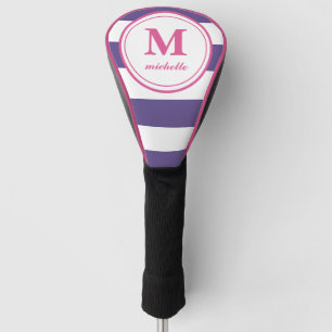 Purple stripe    Golf   personalised NAME monogram Head Cover