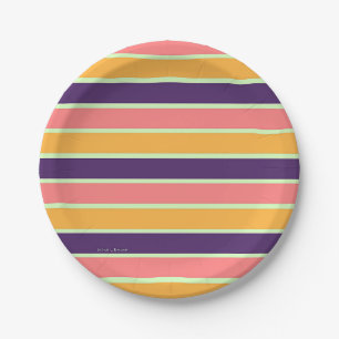 PURPLE STRIPE MIX PAPER PLATE