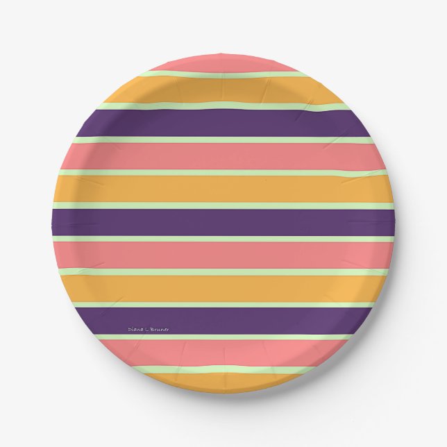 PURPLE STRIPE MIX PAPER PLATE (Front)