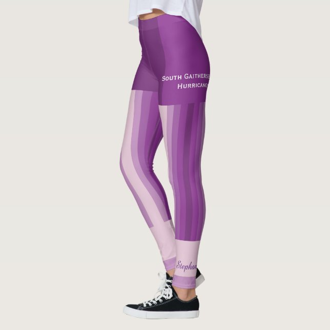 Purple Stripe Team/Club Leggings with Fake Shorts (Left)