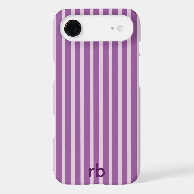 Purple Stripe Vintage Design Name Initials Stylish (Back)
