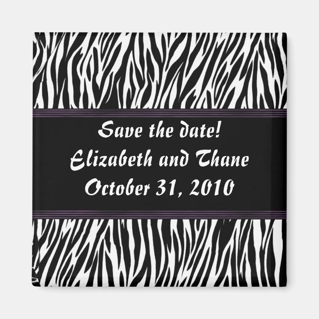 Purple Stripe Zebra Print Magnet (Front)