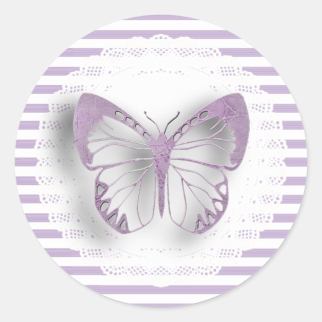 Purple Striped butterfly Stickers (Front)