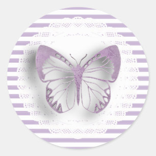 Purple Striped butterfly Stickers
