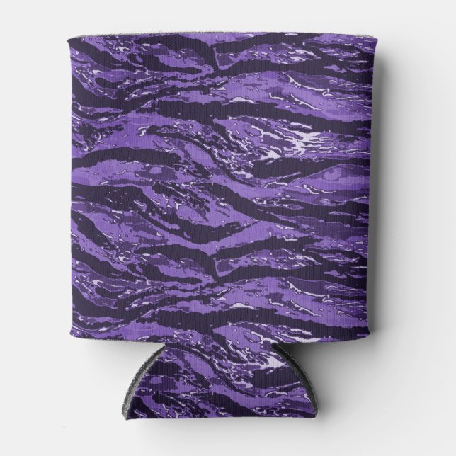 Purple Striped Camo Can Cooler (Front)