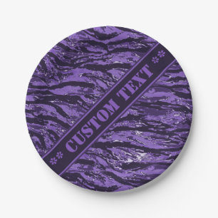 Purple Striped Camo w/ Custom Text Paper Plate