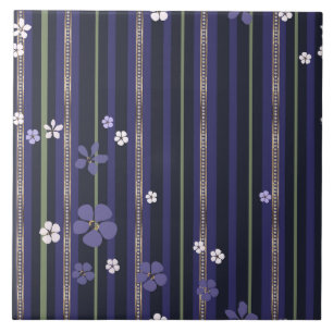 Purple Striped Floral Tile