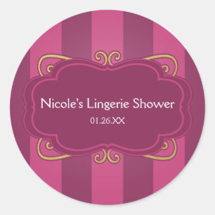 Purple Striped & Gold Lingerie Shower Stickers