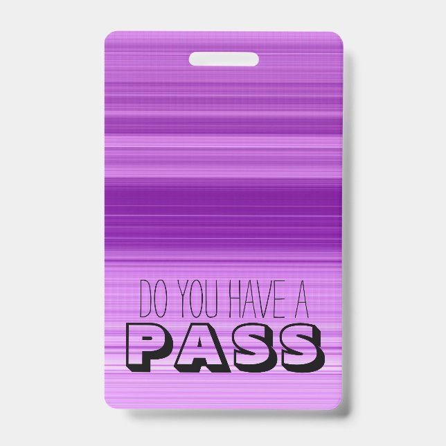 Purple Striped Graphic School Hall Pass ID Badge (Front)