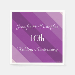 Purple Striped Napkins, 10th Wedding Anniversary Napkin