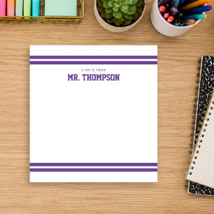 Purple Striped Teacher School Notepad