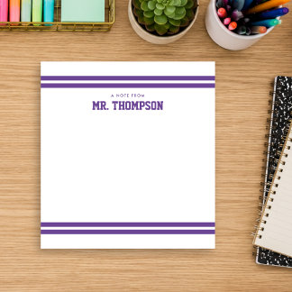 Purple Striped Teacher School Notepad