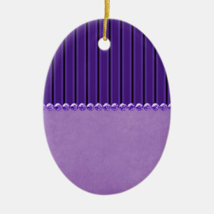 Purple Stripes and Beads Egg Ceramic Tree Decoration