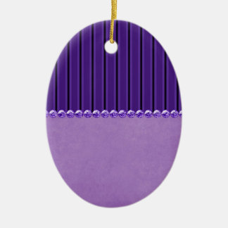 Purple Stripes and Beads Egg Ceramic Tree Decoration