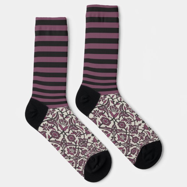 Purple stripes and floral pattern, Secretly Wild Socks (Right)