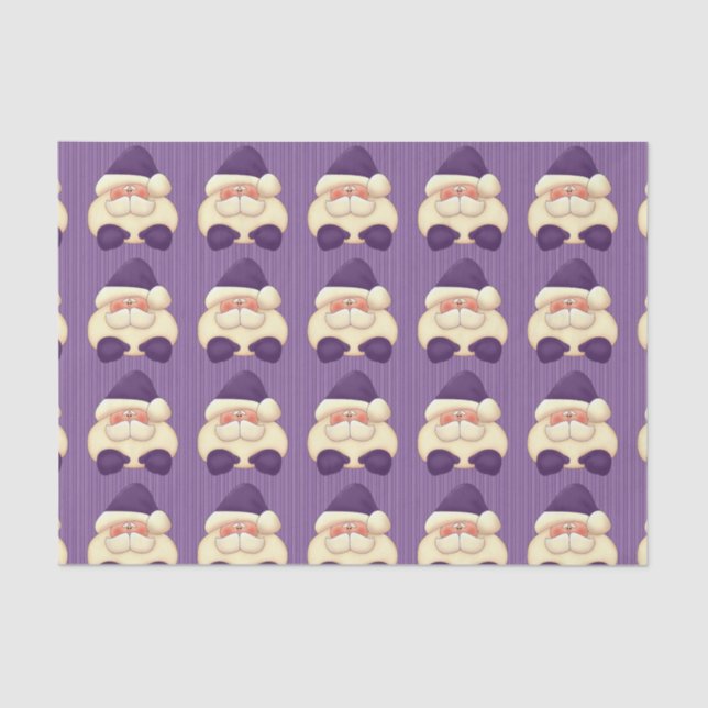 Purple Stripes and Matching Santa Tissue Paper (Front)
