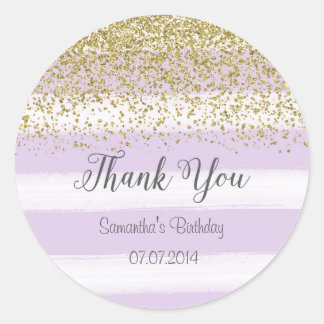 Purple Stripes Birthday Sticker