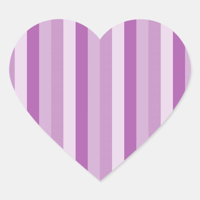 Purple stripes design pattern heart sticker (Front)