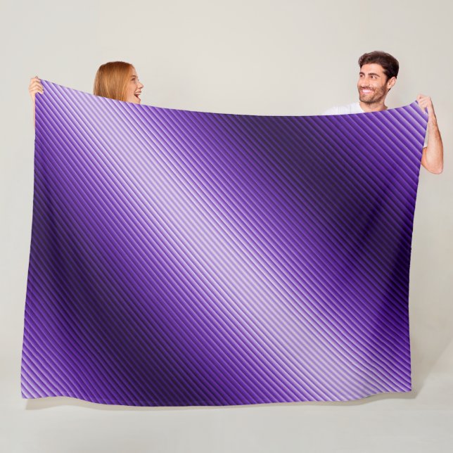 Purple Stripes Diagonal Texture Look  Fleece Blanket (In Situ)