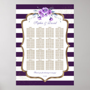 Purple Stripes Gold Violet Eustoma Seating Chart