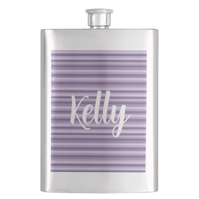 Purple stripes hip flask (Front)
