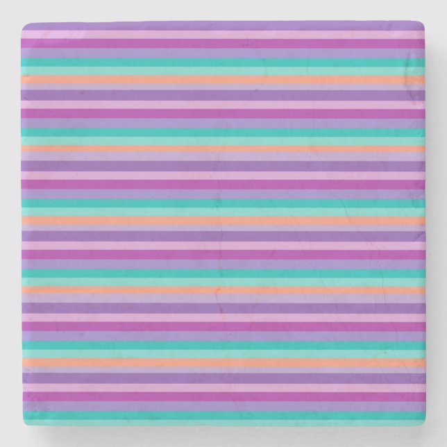 Purple Stripes Marble Stone Coaster (Front)