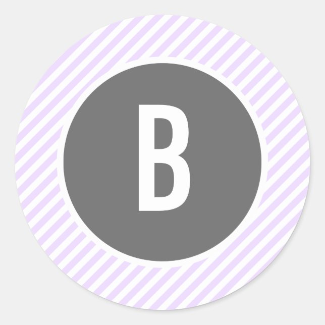 Purple Stripes Monogram Stickers (Front)