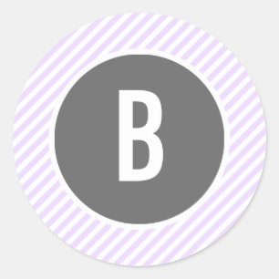 Purple Stripes Monogram Stickers