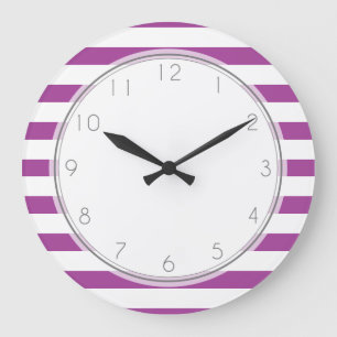 Purple Stripes Pattern Large Clock