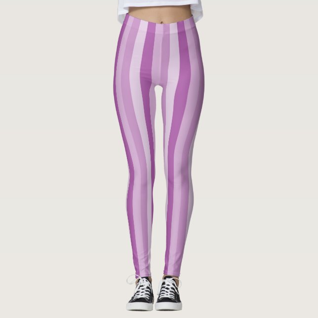 Purple stripes pattern leggings (Front)