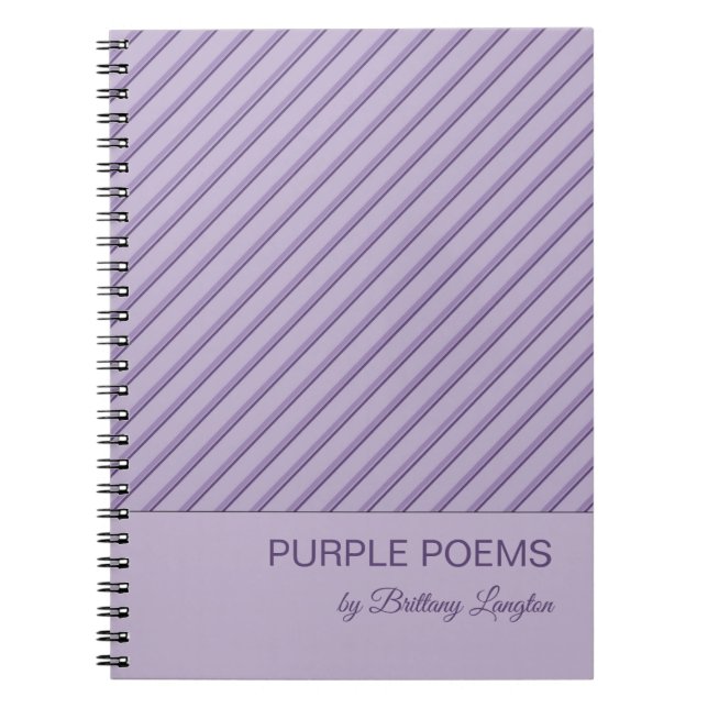 Purple Stripes Pattern Personalised Notebook (Front)