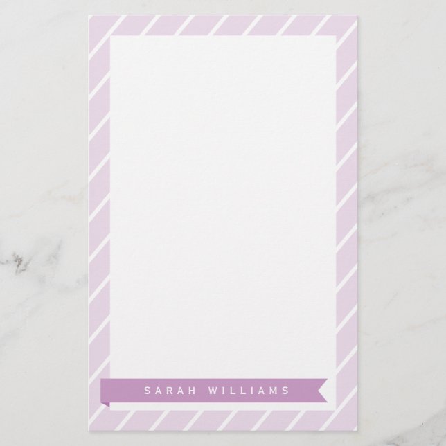 Purple Stripes Pattern Stationery (Front)