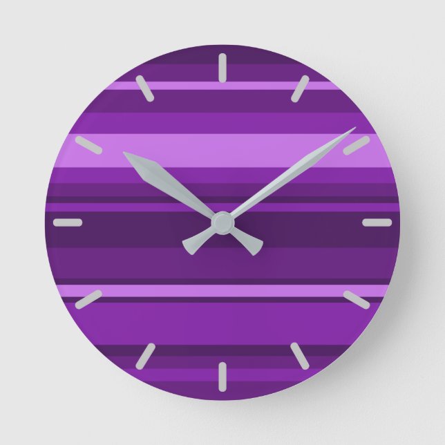 Purple stripes round clock (Front)
