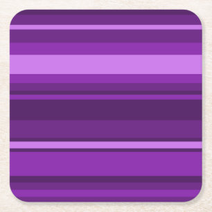 Purple stripes square paper coaster