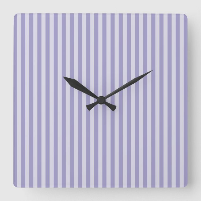 Purple Stripes Square Wall Clock (Front)