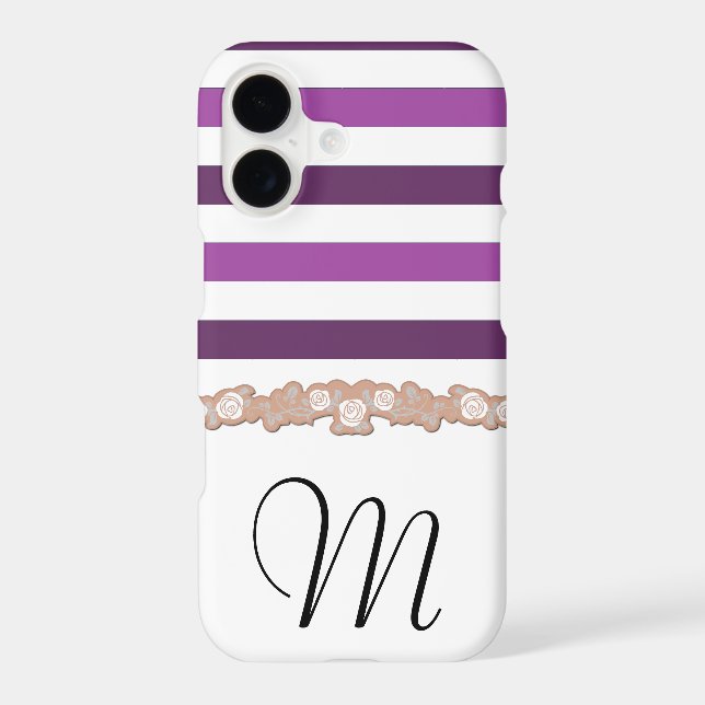 Purple Stripes, Striped Pattern, Lines, Monogram (Back)