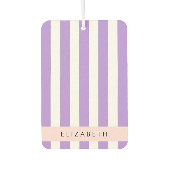 Purple Stripes, Striped Pattern, Lines, Your Name Car Air Freshener (Front)