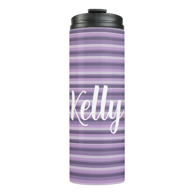 Purple stripes thermal tumbler (Front)
