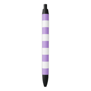 Purple Stripes, White Stripes, Striped Pattern Black Ink Pen