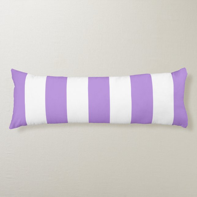 Purple Stripes, White Stripes, Striped Pattern Body Cushion (Front)