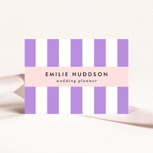 Purple Stripes, White Stripes, Striped Pattern Business Card