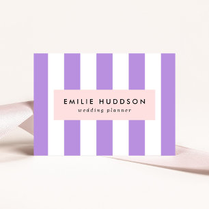 Purple Stripes, White Stripes, Striped Pattern Business Card