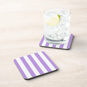 Purple Stripes, White Stripes, Striped Pattern Coaster