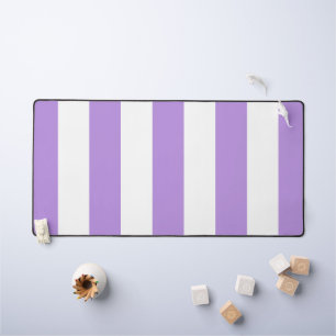 Purple Stripes, White Stripes, Striped Pattern Desk Mat